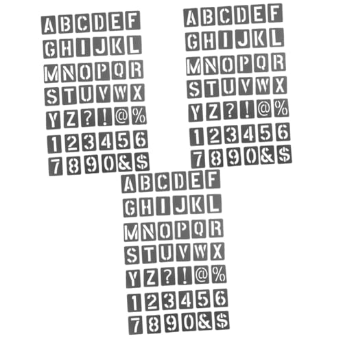 HOMSFOU 3 Sätze Sprühvorlage Lineal klein Brief Buchstabenschablonen zum Malen wiederverwendbar druckbar mehrere Englische Schablonenbuchstaben große Schablonen Alphabet-Form pp Schwarz von HOMSFOU