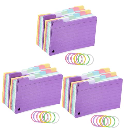 HOMSFOU 3 Sätze Spule Notizblock Gefüttert Karteikarten Am Ring Gelochte Karteikarte Karten Studieren Notizkarten Mit Ringen Karteikarten Mit Ringen Papier Zufällige Farbe 300 Blatt*3 von HOMSFOU