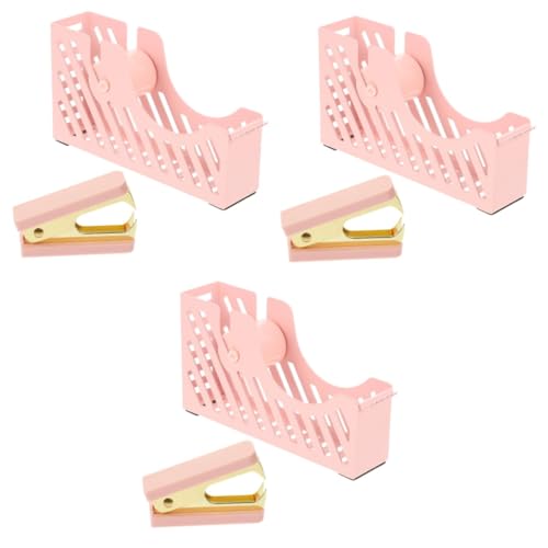HOMSFOU 3 Sätze Stapler und Klebebandhalter Set Teiliges Set mit Heftgerät und Tape Dispenser für Büro und Zuhause Praktische Bürobedarfslösung Stapler Remover von HOMSFOU