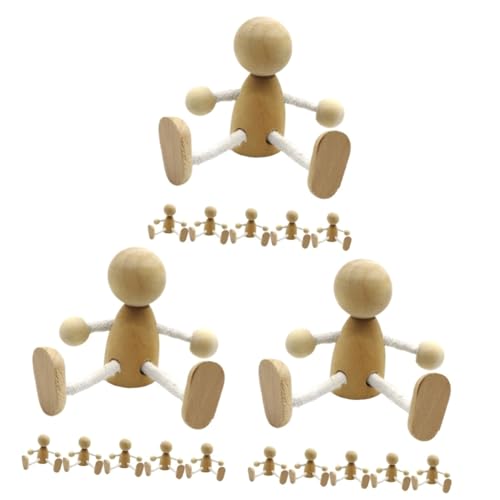 HOMSFOU 3 Sätze Teiliges Holzpuppen Diy Blanko Holzfiguren Für Bastelprojekte Dekorative Tischornamente Für Erwachsene Gestalten 6 Stücke * 3 von HOMSFOU