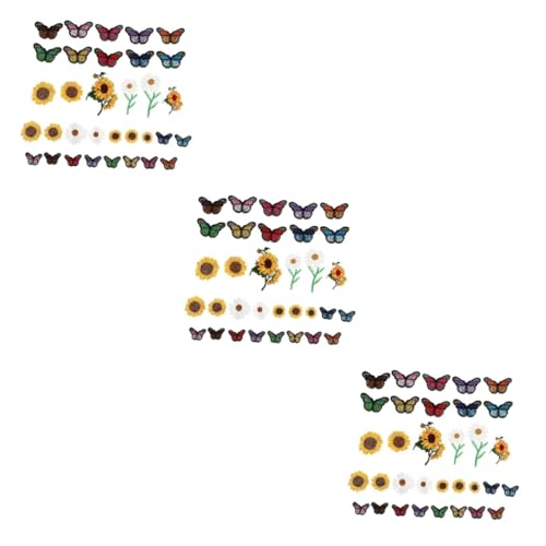 HOMSFOU 3 Sätze Teiliges Von Sonnenblumen Stickerei Patches Selbstklebende Applikationen Für Kleidung Taschen Und Bastelprojekte Schmetterlings Und Blumenmotive Stück * 3 von HOMSFOU