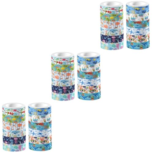 HOMSFOU 3 Sätze Unterwasserbiotape Aufkleber Für Scrapbooking Lieferungen Sammelalbum Szene Washi Tape Pastell Planer -aufkleber Washi-tape Blau Tierisches Washi-tape 12 Rollen * 3 von HOMSFOU
