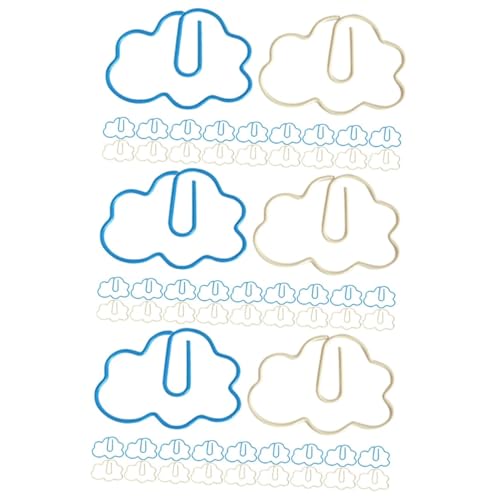 HOMSFOU 3 Sätze Wolkenförmige Papierclips Aus Verspielte Büroklammern Und Milchweiß Für Dokumente Notizen Fotos Und Robuste Und Langlebige Clips Für Büro Und Schule 20 Stück * 3 von HOMSFOU