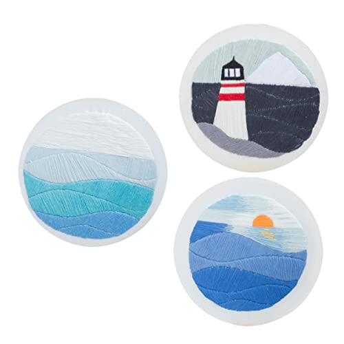HOMSFOU 3 Satz Teiliges Stickset für Anfänger Diy Punch Stickerei Zubehörset mit Nadeln Fäden und Stoffstücken für Kreative Handarbeiten ohne Stickrahmen Stil von HOMSFOU