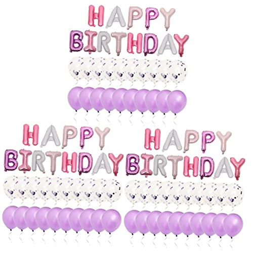 HOMSFOU 3 Sätze Geburtstagsballon-set Hochzeitsdeko Alles Zum Geburtstag Buchstabe Violett Emulsion Kind von HOMSFOU