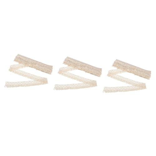 HOMSFOU 3 Stück 10 Accessoires Mit Quastenspitze Blumen Spitze Zum Basteln Grenze Für Hochzeit Dehnbare Spitze Besticktes Spitzenband Spitzendekoration Gesäumt Kleidung Baumwollfaden Beige von HOMSFOU
