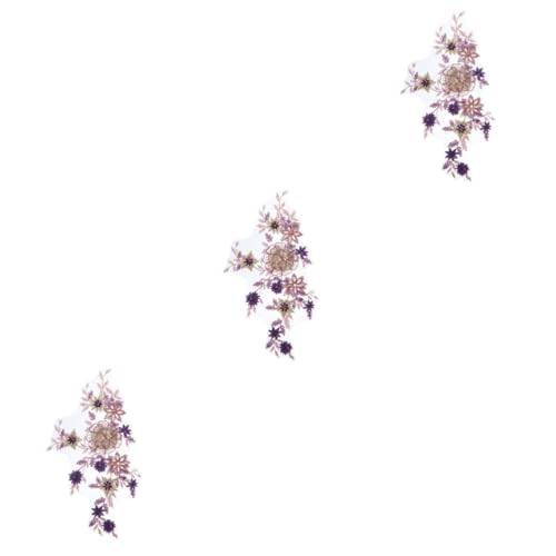 HOMSFOU 3 Stück Bügeleisen Blumenapplikationen Mehrlagige Lila Bestickte Patches für Kleidung Hochwertige Stoffblumen zum Aufnähen Kreative Diy Dekorationen für Kostüme und Textilien von HOMSFOU