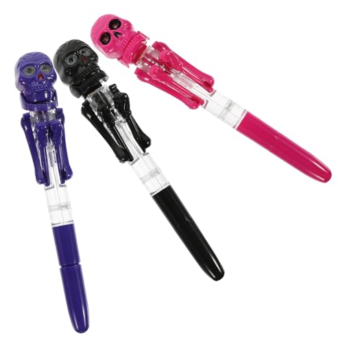 HOMSFOU 3 Stück Halloween Kugelschreiber Leuchtende Kürbis Schädel Design Kreative Schreibstifte für Schule Party und Bastelarbeiten Zufällige Zufällige Farbe Zufällige Farbe von HOMSFOU