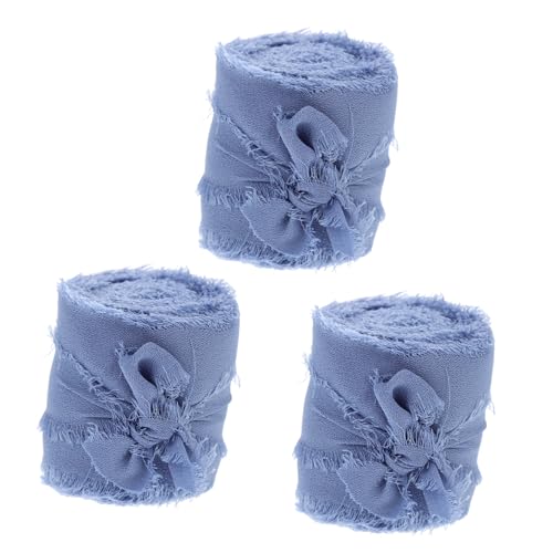 HOMSFOU 3 Stück Hochzeitsband Bänder zum Verpacken Blau Schleife dekorativ Bänder zum Basteln seidenband ribbon Blumenstraußdekoration Geschenkband Geschenkverpackungsband Polyester Blue von HOMSFOU