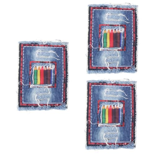 HOMSFOU 3 Stück Jeans Patch Stichflecken Stoff Stickereiflecken Herz Gestickt Nähen Ärmel Süßer Fleck Bein Knieflicken Für Jeans Bestickt Dekoration Kleidung Kleiderflicken Denim-stickerei von HOMSFOU