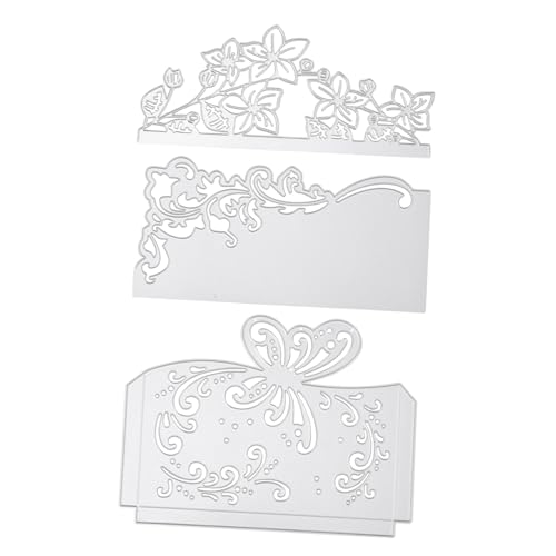 HOMSFOU 3 Stück Metall Die Cuts Diy Schneidvorlagen für Scrapbooking Papierkarten und Prägung Silberne Stanzformen für Kreative Bastelprojekte Geeignet für Hochzeitskarten und Home Decor von HOMSFOU