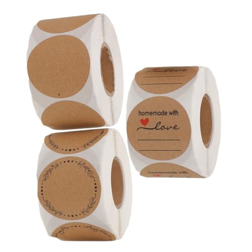 HOMSFOU 3 Stück Runde Selbstklebende Kraftpapier Aufkleber Handbeschriftbare Verpackungsetiketten Rolle Starke Haftung für Geschenkverpackung Marmeladengläser Büro und Schule HOMSFOU 3 Stück Runde Selbstklebende Kraftpapier Aufkleber Handbeschriftbare Verpackungsetiketten Rolle Starke Haftung für Geschenkverpackung Marmeladengläser Büro und Schule von HOMSFOU