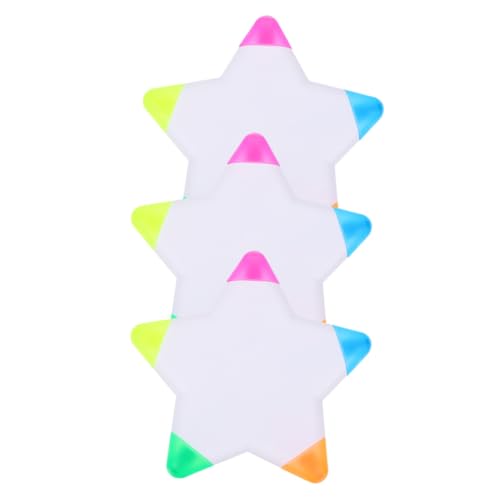 HOMSFOU 3 Stück Sternform Textmarker Leuchtende Fluoreszierende Marker für Notizen und Kreative Zeichnungen für Schule und Büro von HOMSFOU