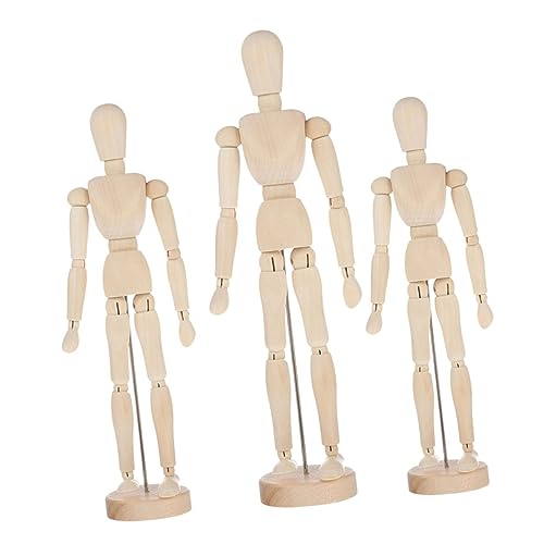 HOMSFOU 3 Stück Teiliges Bewegliches Holzmännchen Gelenkige Holzfigur für Zeichnungen Heimdekoration und Künstlerbedarf für Kreative Projekte Deko Element von HOMSFOU