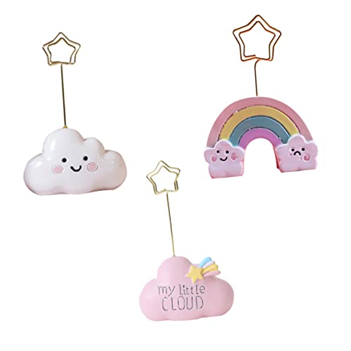 HOMSFOU 3 Stück Teiliges Bunter Resin Notizhalter mit Cartoon Wolkenmotiv Vielseitiger Tischständer für Karten Fotos Nachrichten Langlebig und Weihnachtliche Dekoration von HOMSFOU
