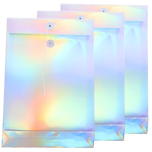HOMSFOU 3 Stück Teiliges Dokumententaschen Holografische Aktenordner aus Robustem Kraftpapier Leichter Tragbarer Organizer mit Praktischem Verschluss für Büro Schule und Reisen von HOMSFOU