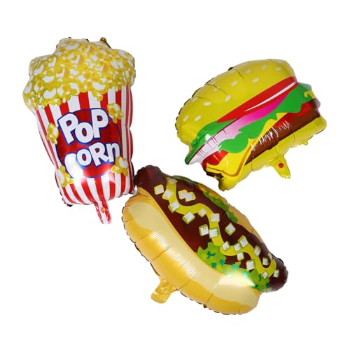 HOMSFOU 3 Stück Teiliges Fast Food Party Dekorationsset aus Langlebigen Folienballons mit Popcorn Hot Dog und Hamburger Widerstandsfähig Schnell Aufblasbar für Karneval Kino und HOMSFOU 3 Stück Teiliges Fast Food Party Dekorationsset aus Langlebigen Folienballons mit Popcorn Hot Dog und Hamburger Widerstandsfähig Schnell Aufblasbar für Karneval Kino und von HOMSFOU