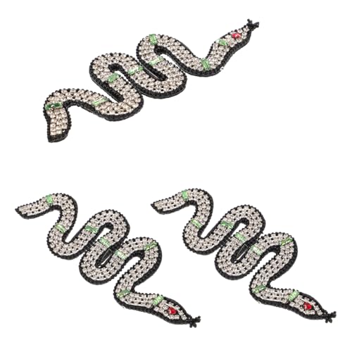 HOMSFOU 3 Stück Teiliges Handgefertigte Perlenverzierte Schlangen-patches mit Strasssteinen Bestickte Applikationen zum Aufnähen für Kleidung Taschen Schuhe Hüte Langlebige DIY von HOMSFOU