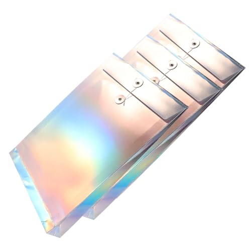 HOMSFOU 3 Stück Teiliges Holographische Dokumententaschen Datei Organizer mit Zugverschluss Praktische Aufbewahrung für Papiere Quittungen und Visitenkarten von HOMSFOU