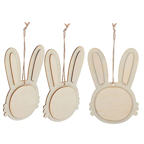 HOMSFOU 3 Stück Teiliges Holz Hasenanhänger aus Massivem Holz Langlebige DIY Osterdekorationen mit Glatter Oberfläche Vielseitig Bemalbar und Schnitzbar für Partygeschenke und von HOMSFOU