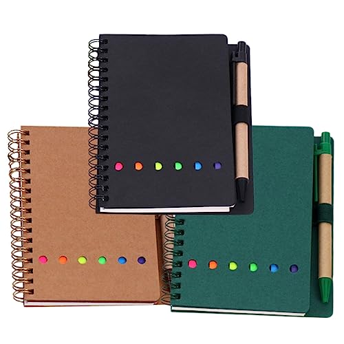 HOMSFOU 3 Stück Teiliges Notizbuch mit Spiralbindung Multifunktionale Notizblöcke für Büro und Schule Grünes Schwarzes und Braunes Design für Planung und Notizen von HOMSFOU