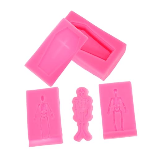 HOMSFOU 3 Stück Teiliges Skelett Sarg Silikonform Halloween DIY Epoxidharz Gießform für Schmuck Anhänger Schlüsselanhänger Fondant Kuchen Deko Polymer Basteln von HOMSFOU