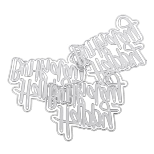 HOMSFOU 3 Stück Teiliges Stanzformen Happy Birthday aus Carbonstahl Präzise Metall-stanzschablonen mit Feinen Gravuren Vielseitig für Scrapbooking Kartenherstellung und Prägearbeiten von HOMSFOU