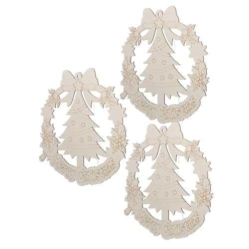 HOMSFOU 3 Stück Teiliges Weihnachtskranz-holzset mit Kordel Naturbelassene Holzanhänger zum Bemalen Basteln und Dekorieren Diy-holzscheiben für Individuelle Weihnachtsbaum Wanddekoration HOMSFOU 3 Stück Teiliges Weihnachtskranz-holzset mit Kordel Naturbelassene Holzanhänger zum Bemalen Basteln und Dekorieren Diy-holzscheiben für Individuelle Weihnachtsbaum Wanddekoration von HOMSFOU