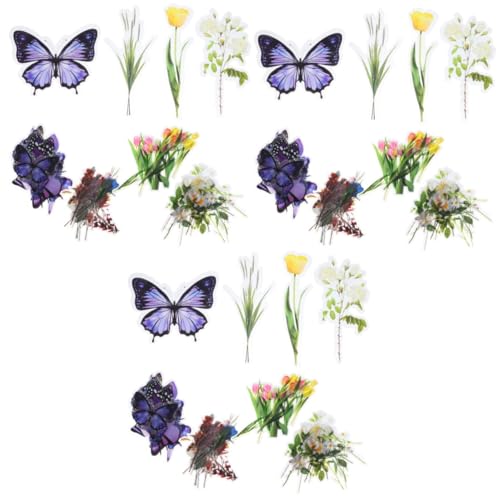 HOMSFOU 3 Stück Vintage Pflanzen Aufkleber Pack Selbstklebende Sticker für Scrapbooking Tagebuch Diy Projekte Vielfältige Designs für Kreative Bastelideen von HOMSFOU