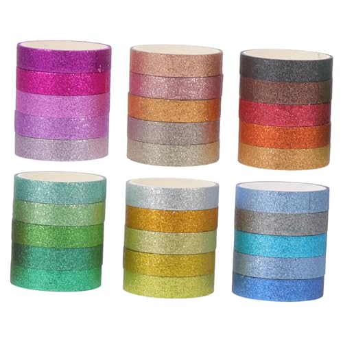 HOMSFOU 30 Rollen Washi Tape mit Glitzer Vintage Scrapbooking Klebeband Bunte Dekorative Papierbänder für DIY Tagebuch Planer Geschenkverpackung und Bastelprojekte HOMSFOU 30 Rollen Washi Tape mit Glitzer Vintage Scrapbooking Klebeband Bunte Dekorative Papierbänder für DIY Tagebuch Planer Geschenkverpackung und Bastelprojekte von HOMSFOU