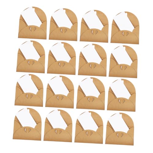 HOMSFOU 30 Sätze Mini Kraftpapier Briefumschläge mit Herzverschluss Vintage Stil Weiße Blanko Karten für Hochzeitseinladungen Geburtstage DIY Grüße Edle Geschenkverpackung von HOMSFOU