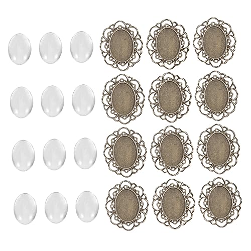 HOMSFOU 30 Stück Bronze -Bodenhalter Handwerk Kit zur Schmuckherstellung Bausatz Broschennadel Broschenbasis für die Schmuckherstellung leere Broschenbasis Schmuck Lünette Schmuckset Glas von HOMSFOU