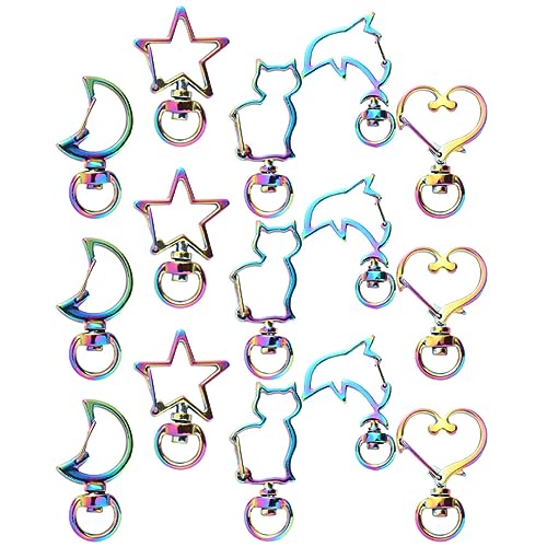 HOMSFOU 30 Stück Bunte Teiliges Diy Schlüsselanhänger mit Legierung Schnapphaken und Drehbaren Verschlüssen Herz Stern Delfin Mond Designs für Kreative Projekte und Zubehör von HOMSFOU