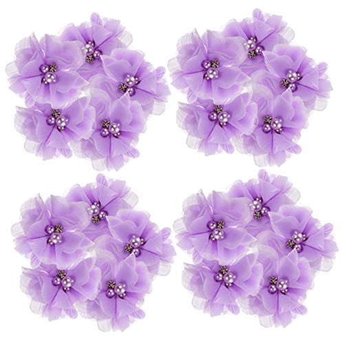 HOMSFOU 30 Stück Chiffon Blumen zum Nähen Wasserlösliche Perlen und Strass für Diy Dekoration Kleidung Haaraccessoires und Bastelprojekte Helllila von HOMSFOU