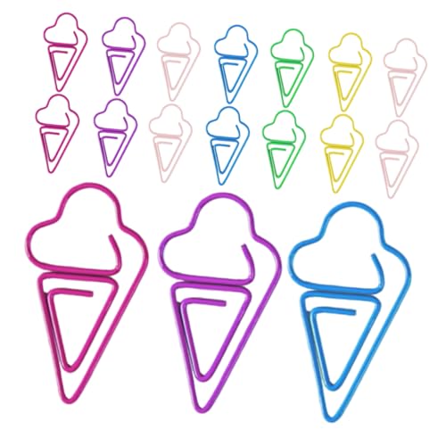 HOMSFOU 30 Stück Eiscreme-büroklammer Lustige Büroklammern Studenten-cartoon-büroklammern Speisen Geformte Papierklammern -lesezeichen Süße Bürovorräte Plastik von HOMSFOU