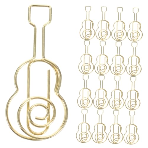 HOMSFOU 30 Stück Gitarren-Büroklammer Gold kleine Büroklammern Mini Musik Clip Jumbo Gitarrenförmige Büroklammern Kreative Papierklammern Kleine Papierklammern neuartige Büroklammern Eisen von HOMSFOU