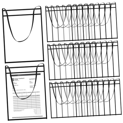 HOMSFOU 30 Stück Hängender Tickethalter Lehrer Klassenzimmer wiederverwendbar Ärmel Organisation Dokumentinhaber Taschenschutz Auftragsinhaber Quittungsinhaber PVC Black von HOMSFOU