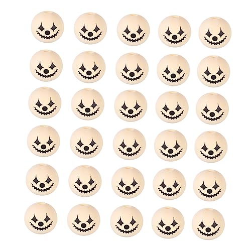 HOMSFOU 30 Stück Halloween Holzperlen Naturfarbene Runde Spacer Beads Bunte Diy Bastelperlen Für Schmuckherstellung Und Dekoration HOMSFOU 30 Stück Halloween Holzperlen Naturfarbene Runde Spacer Beads Bunte Diy Bastelperlen Für Schmuckherstellung Und Dekoration von HOMSFOU