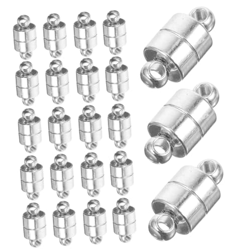HOMSFOU 30 Stück Kupfermagnetschnalle Magnetverschlüsse Armbandzubehör Stecker für Schmuckverschlüsse Armbandverbinder Verschluss Magnetischer Verschluss Halskette Armband Verbinder Silber von HOMSFOU