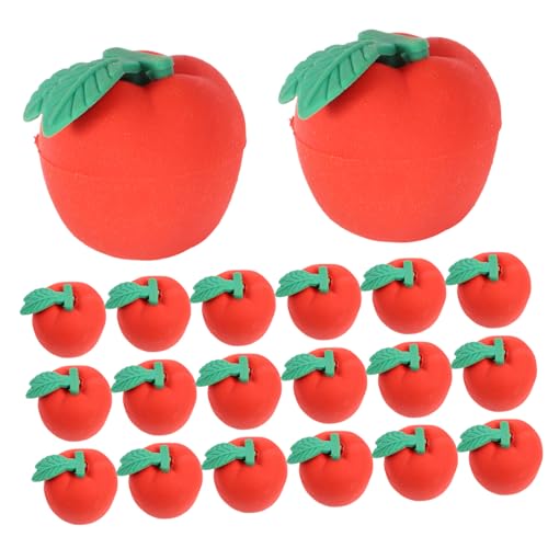 HOMSFOU 30 Stück Mini Radiergummis Apfelform Rot Kleine Fruchtradierer für Schulbelohnung Praktische Schulerasers Niedliche Apfel Radiergummis für Schulranzen und Partys von HOMSFOU