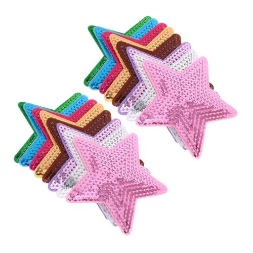 HOMSFOU 30 Stück Paillettenabzeichen Stoffaufkleber Lustige Aufnäher Zum Aufbügeln Fabric Pailletten Patch Sterne Bügelflicken Hutflicken Zum Aufbügeln Stickpine Patches Rosa Plastik von HOMSFOU