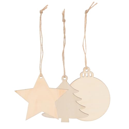 HOMSFOU 30 Stück Teiliges Diy Weihnachts Holzscheiben Dekorationsanhänger für Kunsthandwerk Runde Baumscheiben Stern und Kugel Designs für Weihnachtsornamente und Tischdekoration HOMSFOU 30 Stück Teiliges Diy Weihnachts Holzscheiben Dekorationsanhänger für Kunsthandwerk Runde Baumscheiben Stern und Kugel Designs für Weihnachtsornamente und Tischdekoration von HOMSFOU