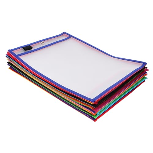 HOMSFOU 30 Stück Teiliges PVC Trockene Abwischbare Taschen mit Stiftetui und Schmutzabweisend Wiederverwendbare Dokumentenhüllen für Schule und Büro Transparente Hüllen Zufällige Farbe von HOMSFOU