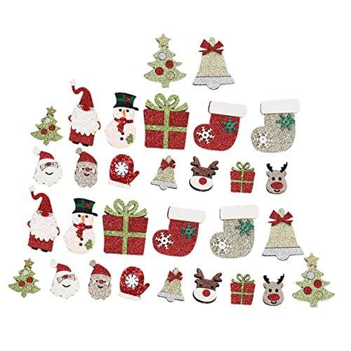 HOMSFOU 30 Stück Teiliges Weihnachtsdekorationsset Gestickte Patches für Diy Bastelprojekte Stoffaufnäher für Kleidung und Weihnachtsverzierungen von HOMSFOU