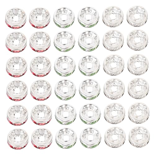 HOMSFOU 300 Stück Rondelle Spacer Perlen Silber Rot Grün Facettierte Schmuckperlen für DIY Armband Halskette Ohrring Basteln Glatte Oberfläche Schmuckzubehör für Kreative HOMSFOU 300 Stück Rondelle Spacer Perlen Silber Rot Grün Facettierte Schmuckperlen für DIY Armband Halskette Ohrring Basteln Glatte Oberfläche Schmuckzubehör für Kreative von HOMSFOU