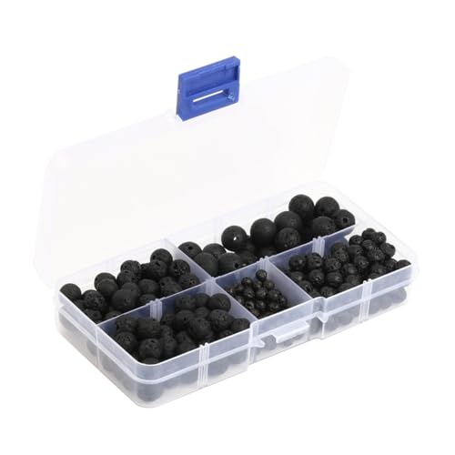 HOMSFOU 300 Stück Schwarze Lavastein Perlen Runde Naturstein Schmuckperlen zum Auffädeln für DIY Armbänder Halsketten Ohrringe Zubehör von HOMSFOU