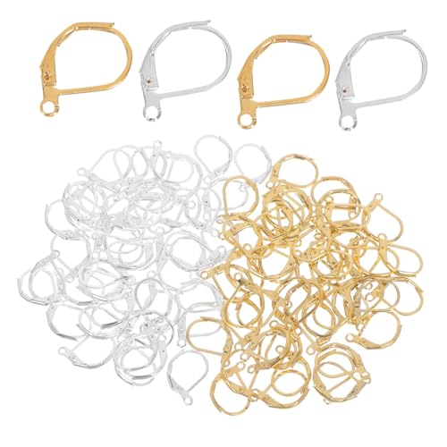 HOMSFOU 300 Stück Teiliges French Ohrhaken mit Elastischem Verschluss Langlebige Ohrringhaken in Gold und Silber Sichere Ohrhaken-verschlüsse für Schmuckherstellung und DIY Ohrring Zubehör von HOMSFOU