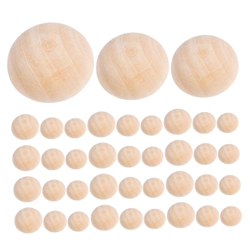 HOMSFOU 300 Stück Unbehandelte Halbrunde Holzperlen Natürliche Holzsplitter Halbkreis Kugeln Für DIY Weihnachtskränze Bastelprojekte Schmuck Herstellung von HOMSFOU