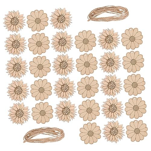 HOMSFOU 30Stücke Sonnenblumen Holzblumen DIY Unvollendete Holzausschnitte Zum Bemalen Für Bastelprojekte Für Geschenkanhänger Scrapbooking Und Dekorationen von HOMSFOU