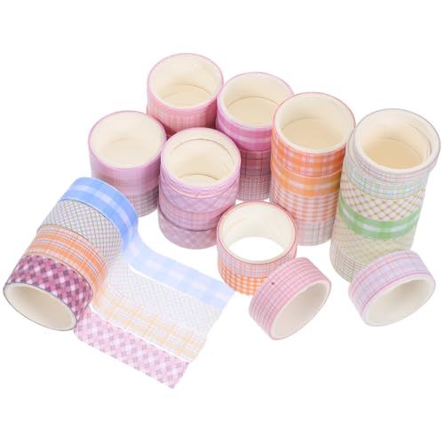 HOMSFOU 32 Rollen Washi Tape mit Grid Mustern Dekoratives Klebeband für Scrapbooking Journaling DIY Basteln Planer Kunstprojekte und Geschenkverpackung Selbstklebendes Vielseitiges von HOMSFOU